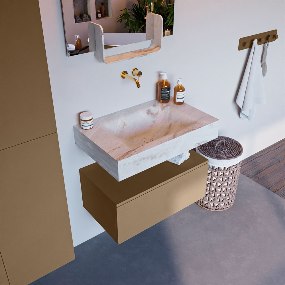 MONDIAZ ALAN-DLUX 70cm mueble de baño Oro 1 cajón. Lavabo CLOUD Centro sin orificios color Frappe. 1 MONDIAZ ALAN-DLUX 70cm mueble de baño Oro 1 cajón. Lavabo CLOUD Centro sin orificios color Frappe.