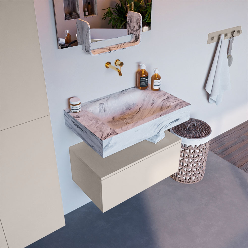 MONDIAZ ALAN-DLUX 70cm mueble de baño Linen 1 cajón. Lavabo CLOUD Centro sin orificios color Glace. 1 MONDIAZ ALAN-DLUX 70cm mueble de baño Linen 1 cajón. Lavabo CLOUD Centro sin orificios color Glace.