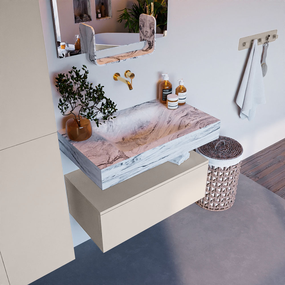 MONDIAZ ALAN-DLUX 80cm mueble de baño Linen 1 cajón. Lavabo CLOUD Centro sin orificios color Glace. 1 MONDIAZ ALAN-DLUX 80cm mueble de baño Linen 1 cajón. Lavabo CLOUD Centro sin orificios color Glace.