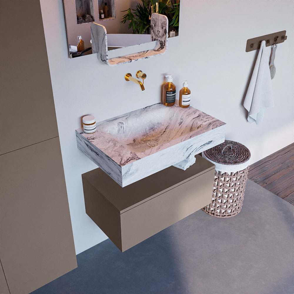 MONDIAZ ALAN-DLUX 70cm mueble de baño Smoke 1 cajón. Lavabo CLOUD Centro sin orificios color Glace. 1 MONDIAZ ALAN-DLUX 70cm mueble de baño Smoke 1 cajón. Lavabo CLOUD Centro sin orificios color Glace.