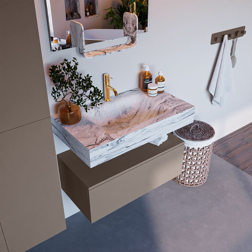 MONDIAZ ALAN-DLUX 80cm mueble de baño Smoke 1 cajón. Lavabo CLOUD Centro 1 orificio color Glace. 1 MONDIAZ ALAN-DLUX 80cm mueble de baño Smoke 1 cajón. Lavabo CLOUD Centro 1 orificio color Glace.
