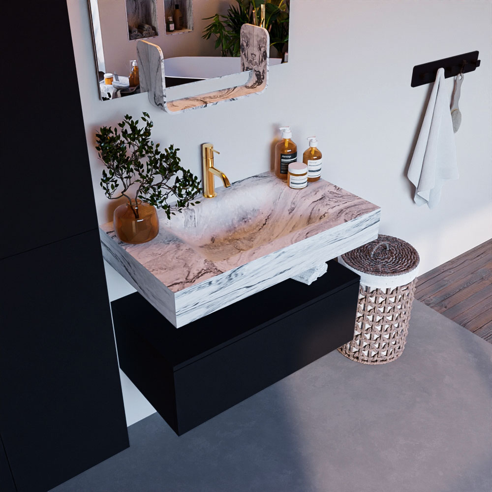 MONDIAZ ALAN-DLUX 80cm mueble de baño Urban 1 cajón. Lavabo CLOUD Centro 1 orificio color Glace. 1 MONDIAZ ALAN-DLUX 80cm mueble de baño Urban 1 cajón. Lavabo CLOUD Centro 1 orificio color Glace.