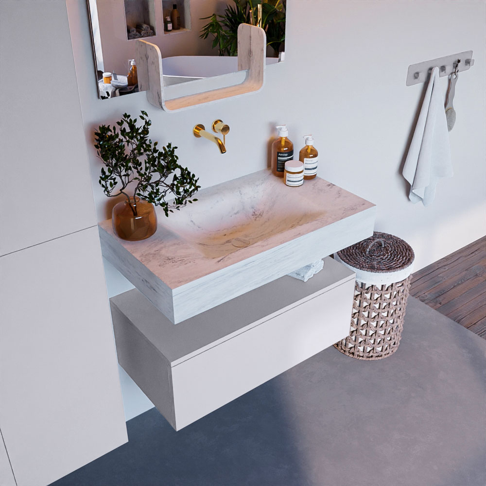 MONDIAZ ALAN-DLUX 80cm mueble de baño Cale 1 cajón. Lavabo CLOUD Centro sin orificios color Opalo. 1 MONDIAZ ALAN-DLUX 80cm mueble de baño Cale 1 cajón. Lavabo CLOUD Centro sin orificios color Opalo.