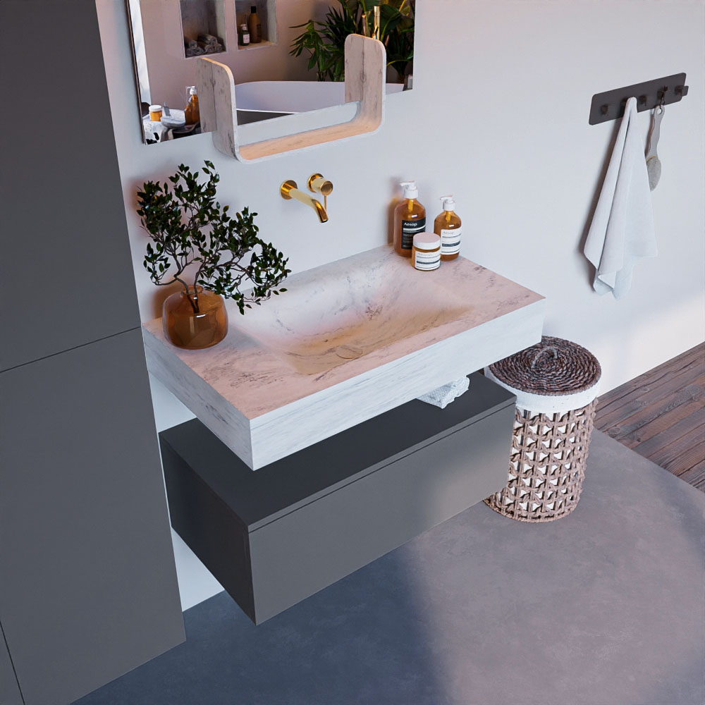 MONDIAZ ALAN-DLUX 80cm mueble de baño Plata 1 cajón. Lavabo CLOUD Centro sin orificios color Opalo. 1 MONDIAZ ALAN-DLUX 80cm mueble de baño Plata 1 cajón. Lavabo CLOUD Centro sin orificios color Opalo.