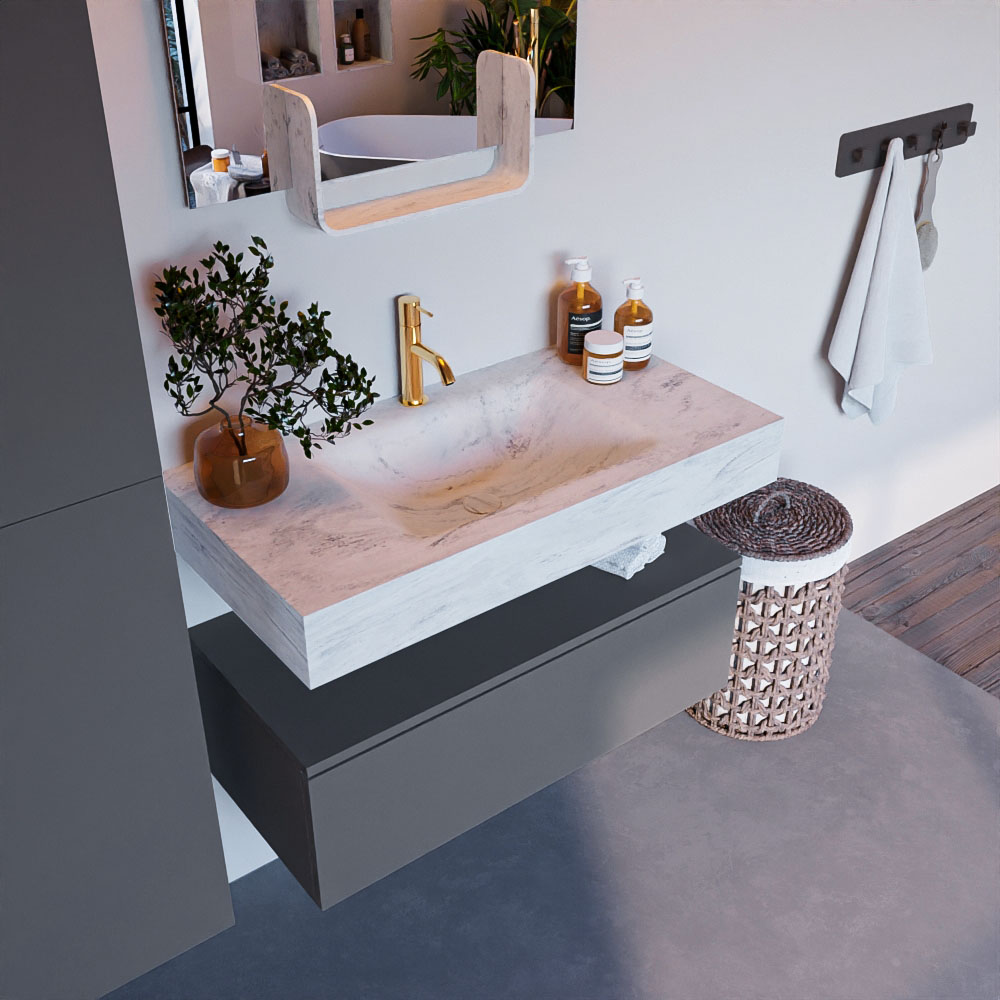 MONDIAZ ALAN-DLUX 90cm mueble de baño Plata 1 cajón. Lavabo CLOUD Centro 1 orificio color Opalo. 1 MONDIAZ ALAN-DLUX 90cm mueble de baño Plata 1 cajón. Lavabo CLOUD Centro 1 orificio color Opalo.