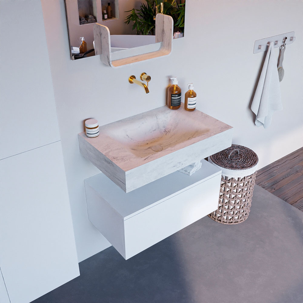 MONDIAZ ALAN-DLUX 70cm mueble de baño Talc 1 cajón. Lavabo CLOUD Centro sin orificios color Opalo. 1 MONDIAZ ALAN-DLUX 70cm mueble de baño Talc 1 cajón. Lavabo CLOUD Centro sin orificios color Opalo.