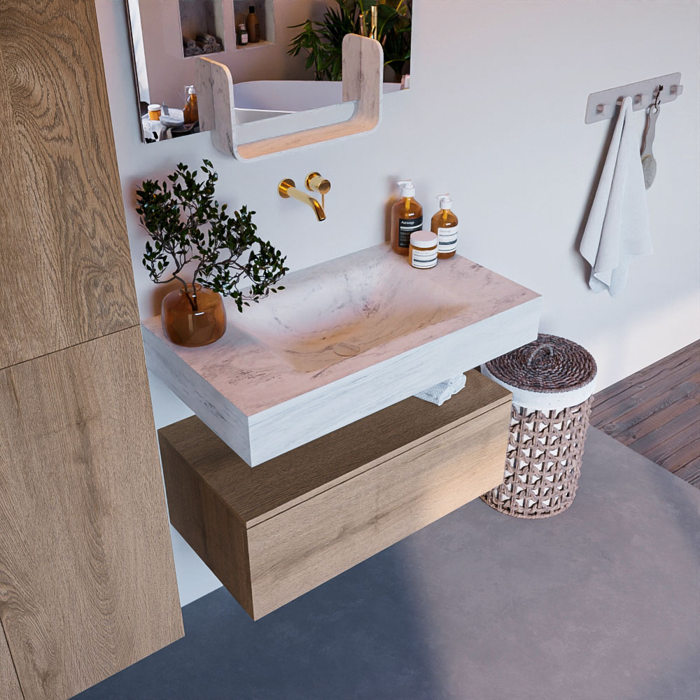 MONDIAZ ALAN-DLUX 80cm mueble de baño Washed Oak 1 cajón. Lavabo CLOUD Centro sin orificios color Opalo. 1 MONDIAZ ALAN-DLUX 80cm mueble de baño Washed Oak 1 cajón. Lavabo CLOUD Centro sin orificios color Opalo.