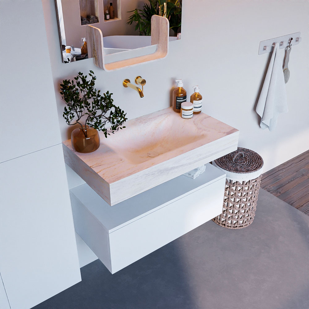 MONDIAZ ALAN-DLUX 80cm mueble de baño Talc 1 cajón. Lavabo CLOUD Centro sin orificios color Ostra. 1 MONDIAZ ALAN-DLUX 80cm mueble de baño Talc 1 cajón. Lavabo CLOUD Centro sin orificios color Ostra.