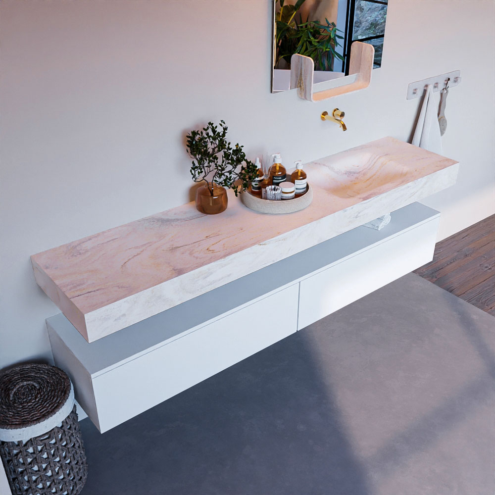 MONDIAZ ALAN-DLUX 200cm mueble de baño Talc 2 cajones. Lavabo CLOUD Derecho sin orificios color Ostra. 1 MONDIAZ ALAN-DLUX 200cm mueble de baño Talc 2 cajones. Lavabo CLOUD Derecho sin orificios color Ostra.
