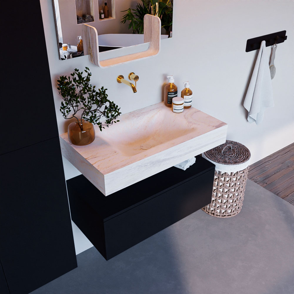 MONDIAZ ALAN-DLUX 80cm mueble de baño Urban 1 cajón. Lavabo CLOUD Centro sin orificios color Ostra. 1 MONDIAZ ALAN-DLUX 80cm mueble de baño Urban 1 cajón. Lavabo CLOUD Centro sin orificios color Ostra.