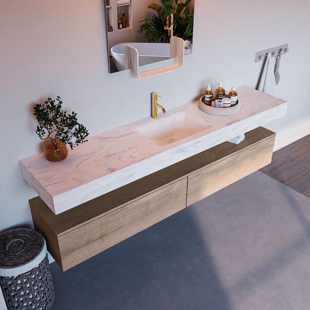 MONDIAZ ALAN-DLUX 200cm mueble de baño Washed Oak 2 cajones. Lavabo CLOUD Centro 1 orificio color Ostra. 1 MONDIAZ ALAN-DLUX 200cm mueble de baño Washed Oak 2 cajones. Lavabo CLOUD Centro 1 orificio color Ostra.