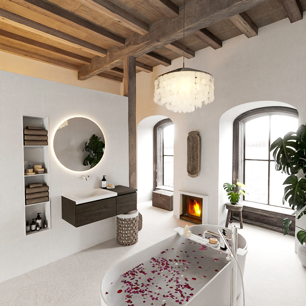 MONDIAZ BUKLA 100cm mueble de baño con módulo 40 Dark Brown 2 cajones. Lavabo CLOUD izquierda sin orificios color Talc 2 MONDIAZ BUKLA 100cm mueble de baño con módulo 40 Dark Brown 2 cajones. Lavabo CLOUD izquierda sin orificios color Talc - Imagen 2