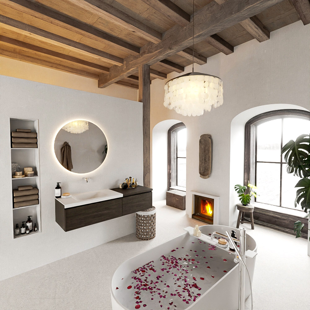 MONDIAZ BUKLA 140cm mueble de baño con módulo 60 Dark Brown 2 cajones. Lavabo CLOUD izquierda sin orificios color Talc 2 MONDIAZ BUKLA 140cm mueble de baño con módulo 60 Dark Brown 2 cajones. Lavabo CLOUD izquierda sin orificios color Talc - Imagen 2