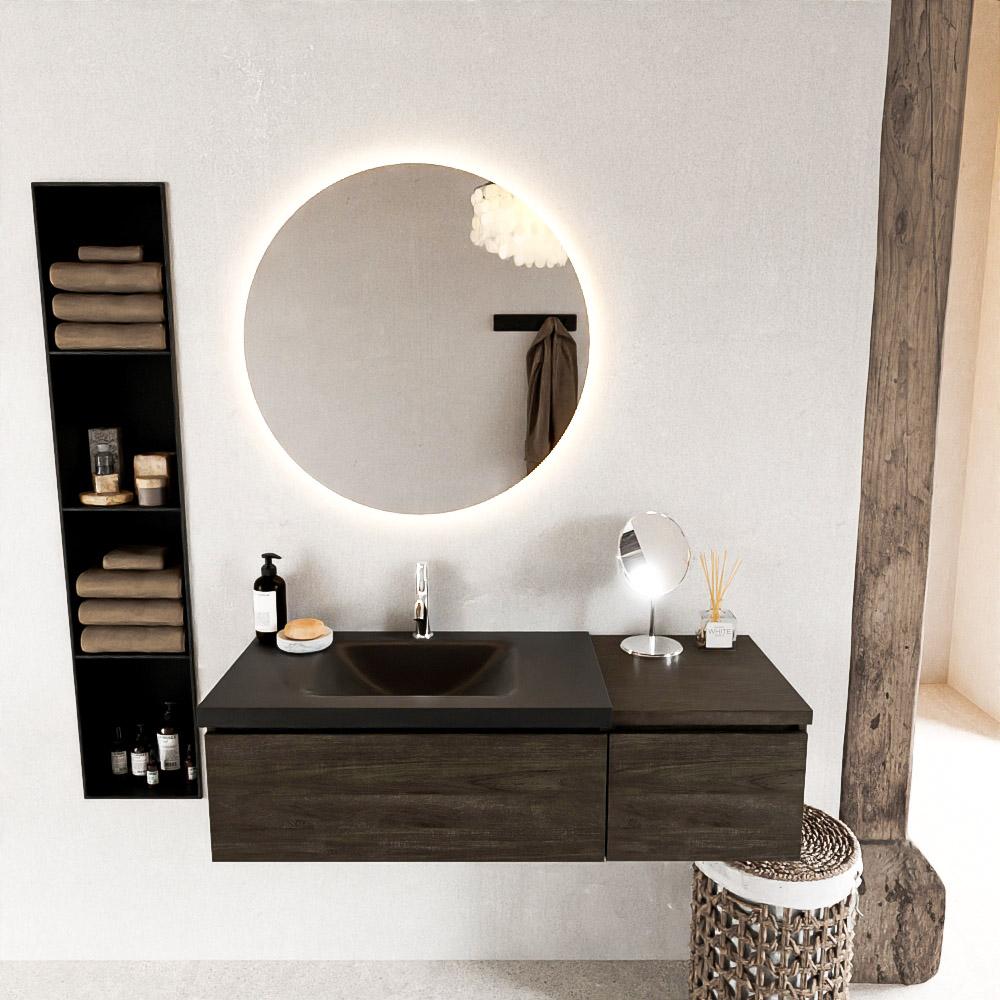 MONDIAZ BUKLA 120cm mueble de baño con módulo 40 Dark Brown 2 cajones. Lavabo CLOUD izquierda 1 orificio color Urban 3 MONDIAZ BUKLA 120cm mueble de baño con módulo 40 Dark Brown 2 cajones. Lavabo CLOUD izquierda 1 orificio color Urban - Imagen 3