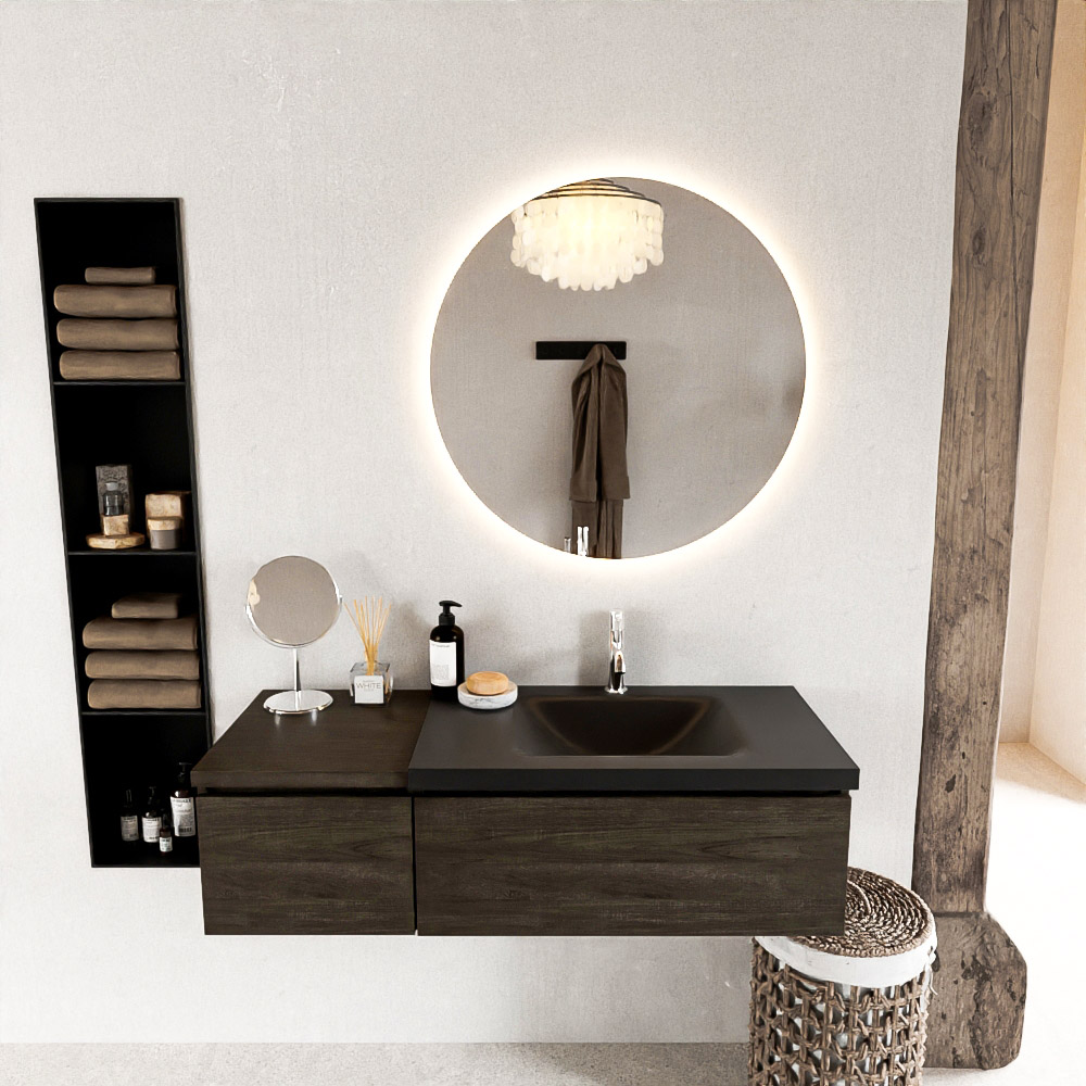 MONDIAZ BUKLA 120cm mueble de baño con módulo 40 Dark Brown 2 cajones. Lavabo CLOUD derecho 1 orificio color Urban 3 MONDIAZ BUKLA 120cm mueble de baño con módulo 40 Dark Brown 2 cajones. Lavabo CLOUD derecho 1 orificio color Urban - Imagen 3