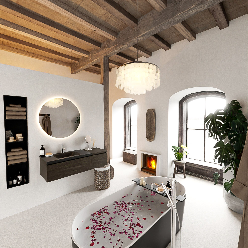 MONDIAZ BUKLA 120cm mueble de baño con módulo 40 Dark Brown 2 cajones. Lavabo CLOUD izquierda 1 orificio color Urban 2 MONDIAZ BUKLA 120cm mueble de baño con módulo 40 Dark Brown 2 cajones. Lavabo CLOUD izquierda 1 orificio color Urban - Imagen 2