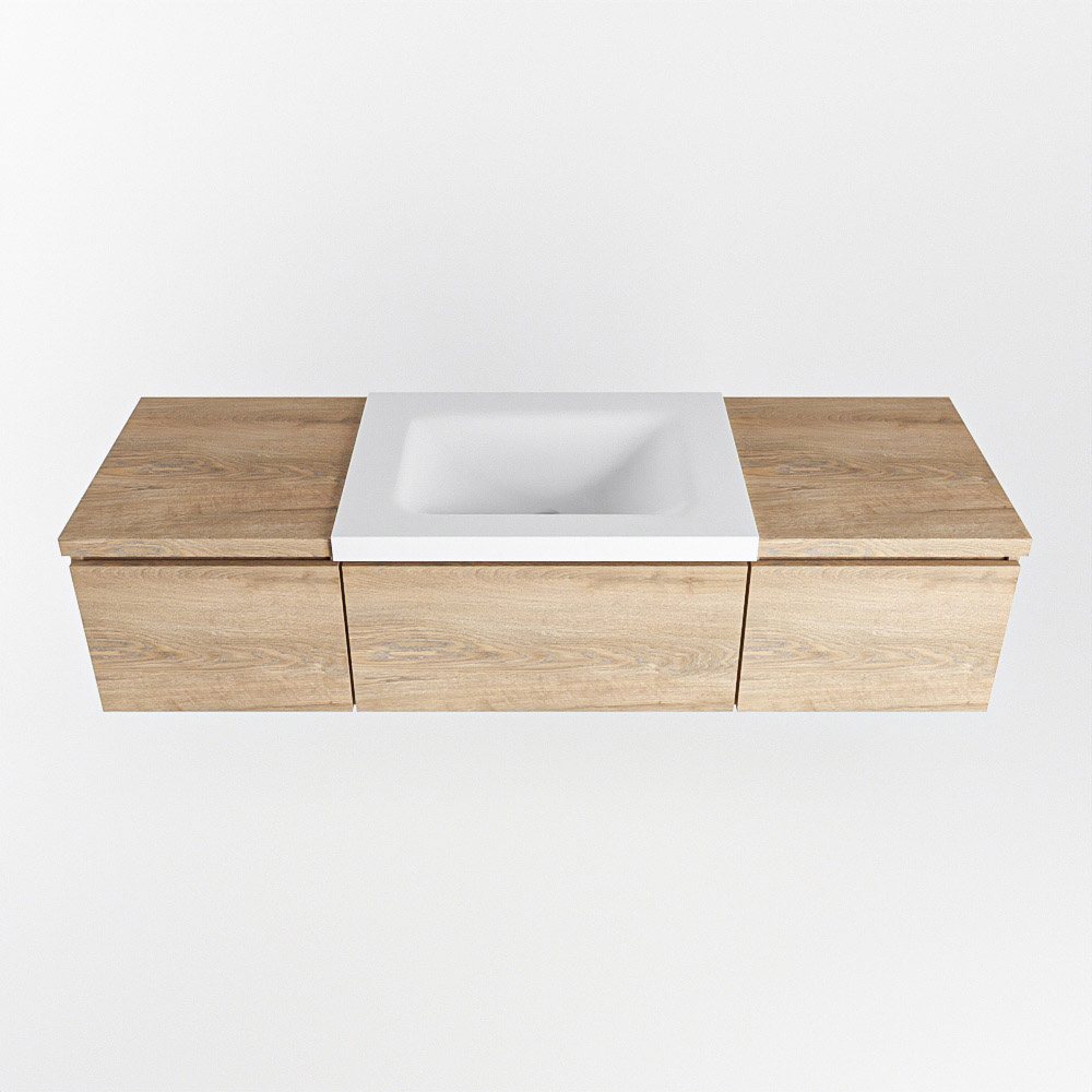 MONDIAZ BUKLA 140cm mueble de baño con módulo 40 Washed Oak 3 cajones. Lavabo CLOUD centro 1 orificio color Talc 6 MONDIAZ BUKLA 140cm mueble de baño con módulo 40 Washed Oak 3 cajones. Lavabo CLOUD centro 1 orificio color Talc - Imagen 6