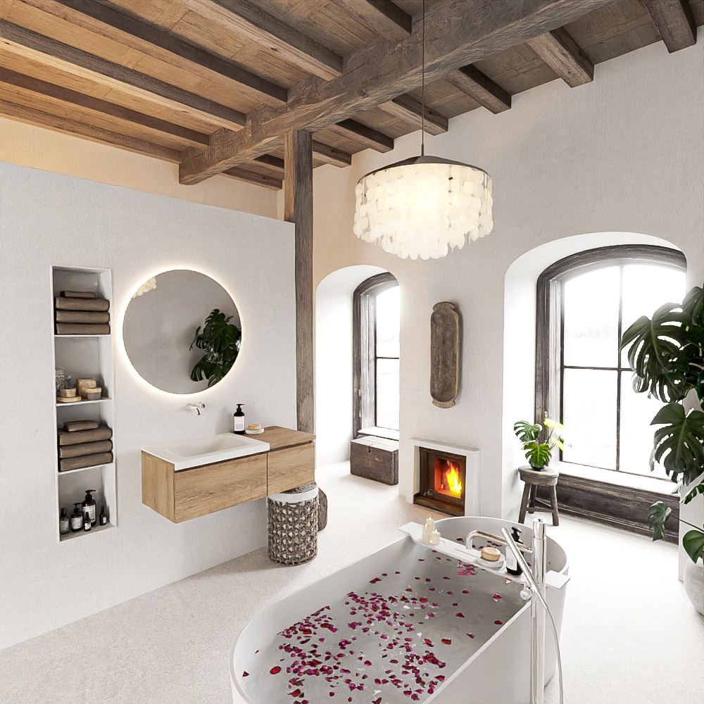 MONDIAZ BUKLA 100cm mueble de baño con módulo 40 Washed Oak 2 cajones. Lavabo CLOUD izquierda sin orificios color Talc 2 MONDIAZ BUKLA 100cm mueble de baño con módulo 40 Washed Oak 2 cajones. Lavabo CLOUD izquierda sin orificios color Talc - Imagen 2