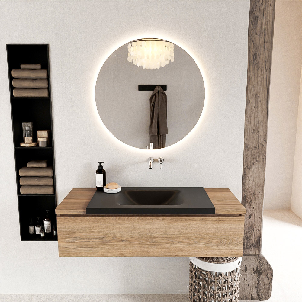 MONDIAZ BUKLA 120cm mueble de baño Washed Oak 1 cajón. Lavabo CLOUD centro sin orificios color Urban 3 MONDIAZ BUKLA 120cm mueble de baño Washed Oak 1 cajón. Lavabo CLOUD centro sin orificios color Urban - Imagen 3