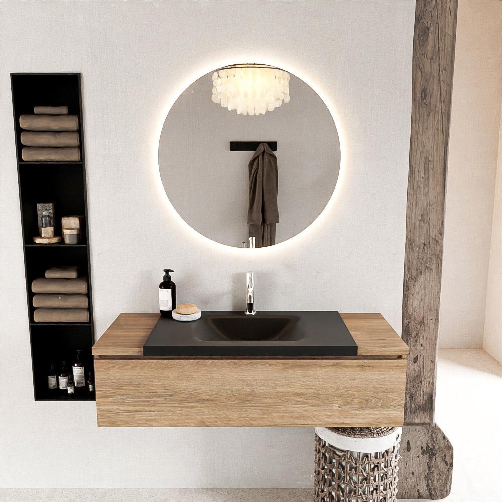 MONDIAZ BUKLA 120cm mueble de baño Washed Oak 1 cajón. Lavabo CLOUD centro 1 orificio color Urban 3 MONDIAZ BUKLA 120cm mueble de baño Washed Oak 1 cajón. Lavabo CLOUD centro 1 orificio color Urban - Imagen 3