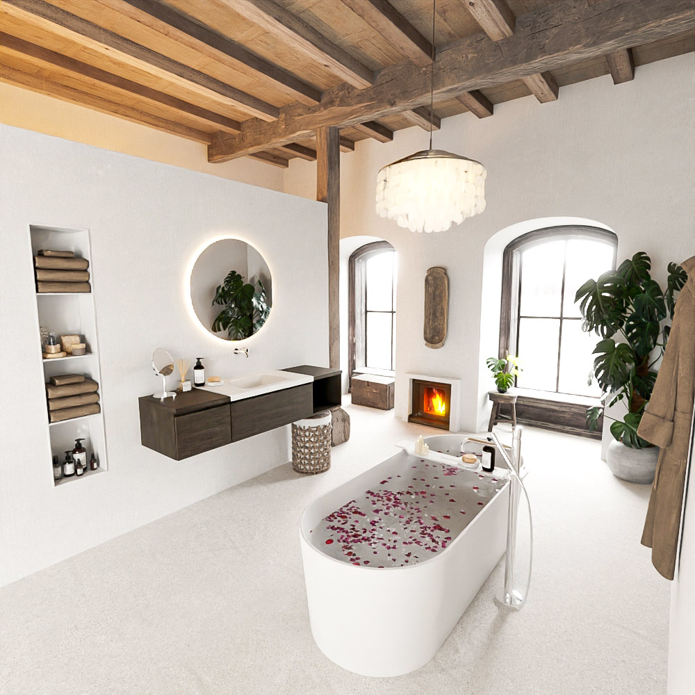 MONDIAZ BUKLA 160cm mueble de baño con módulo abierto 40 derecho Dark Brown 2 cajones. Lavabo CLOUD centro sin orificios color Talc 2 MONDIAZ BUKLA 160cm mueble de baño con módulo abierto 40 derecho Dark Brown 2 cajones. Lavabo CLOUD centro sin orificios color Talc - Imagen 2