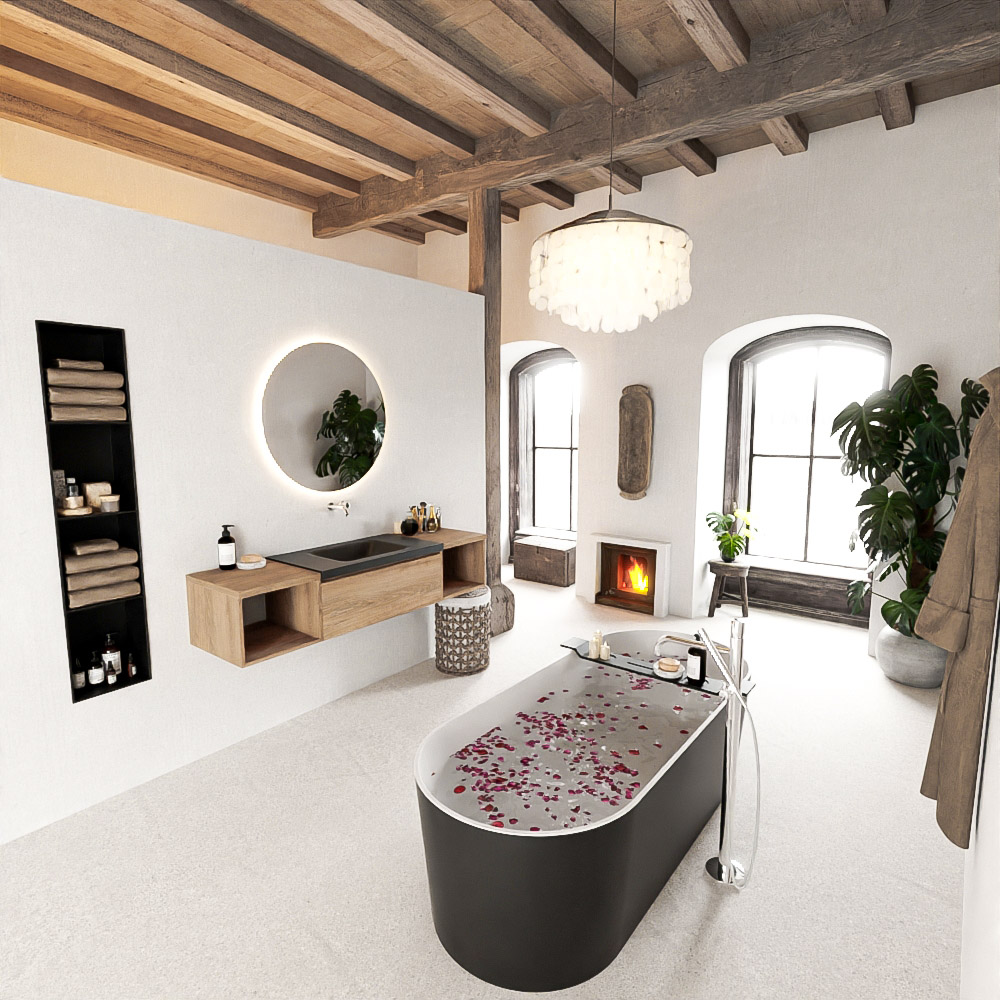 MONDIAZ BUKLA 160cm mueble de baño con módulo abierto 40 izquierda + derecho Washed Oak 1 cajón. Lavabo CLOUD centro sin orificios color Urban 2 MONDIAZ BUKLA 160cm mueble de baño con módulo abierto 40 izquierda + derecho Washed Oak 1 cajón. Lavabo CLOUD centro sin orificios color Urban - Imagen 2