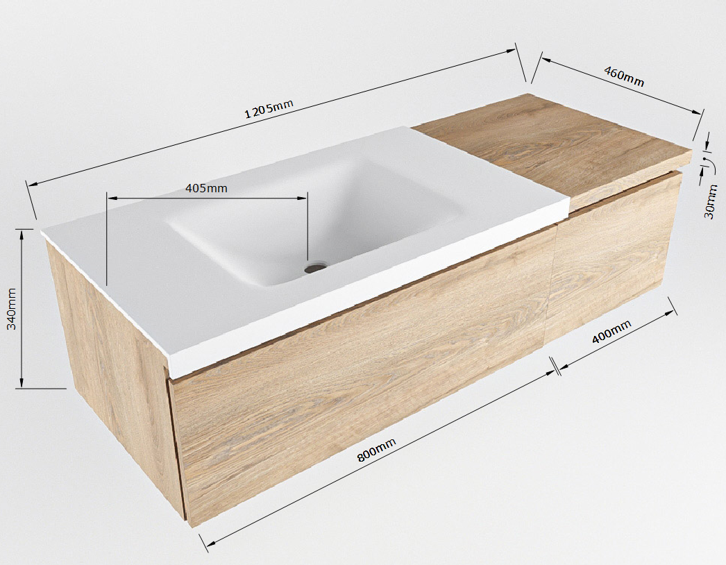 MONDIAZ BUKLA 120cm mueble de baño con módulo 40 Dark Brown 2 cajones. Lavabo CLOUD izquierda 1 orificio color Urban 7 MONDIAZ BUKLA 120cm mueble de baño con módulo 40 Dark Brown 2 cajones. Lavabo CLOUD izquierda 1 orificio color Urban - Imagen 7