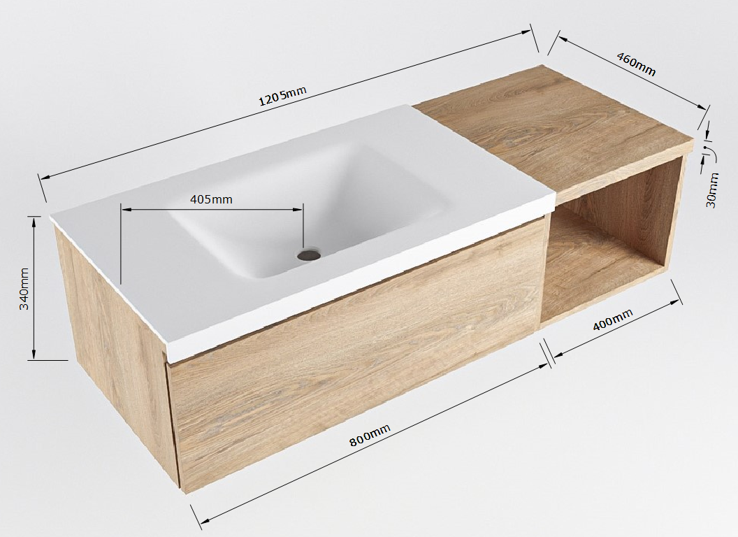 MONDIAZ BUKLA 120cm mueble de baño con módulo abierto 40 Dark Brown 1 cajón. Lavabo CLOUD izquierda 1 orificio color Talc 7 MONDIAZ BUKLA 120cm mueble de baño con módulo abierto 40 Dark Brown 1 cajón. Lavabo CLOUD izquierda 1 orificio color Talc - Imagen 7