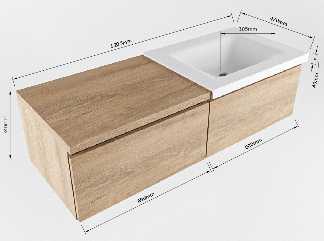 MONDIAZ BUKLA 120cm mueble de baño con módulo 60 Dark Brown 2 cajones. Lavabo CLOUD derecho 1 orificio color Urban 7 MONDIAZ BUKLA 120cm mueble de baño con módulo 60 Dark Brown 2 cajones. Lavabo CLOUD derecho 1 orificio color Urban - Imagen 7