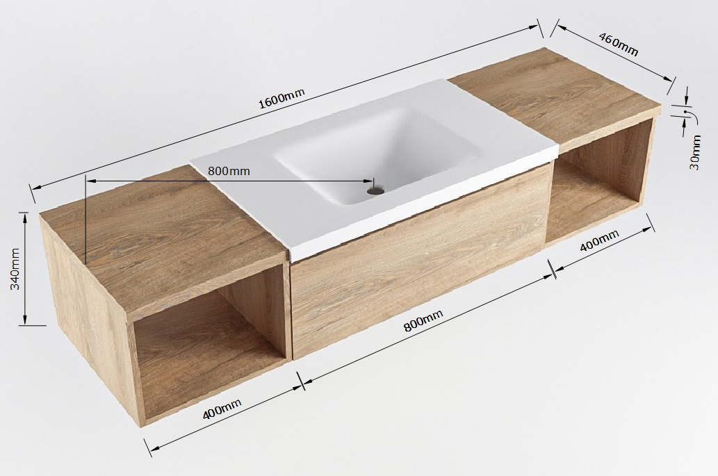 MONDIAZ BUKLA 160cm mueble de baño con módulo abierto 40 derecho Dark Brown 2 cajones. Lavabo CLOUD centro sin orificios color Talc 7 MONDIAZ BUKLA 160cm mueble de baño con módulo abierto 40 derecho Dark Brown 2 cajones. Lavabo CLOUD centro sin orificios color Talc - Imagen 7