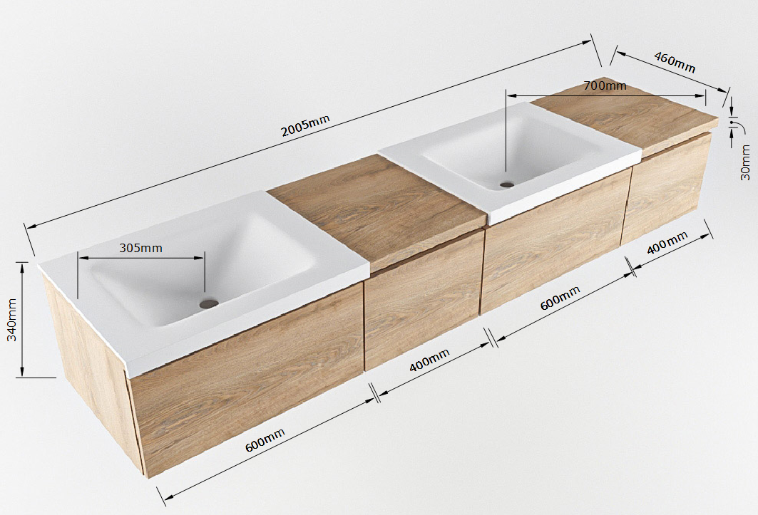 MONDIAZ BUKLA 200cm mueble de baño con módulo abierto 40 izquierda Dark Brown 3 cajones. Lavabo CLOUD duble sin orificios color Urban 7 MONDIAZ BUKLA 200cm mueble de baño con módulo abierto 40 izquierda Dark Brown 3 cajones. Lavabo CLOUD duble sin orificios color Urban - Imagen 7