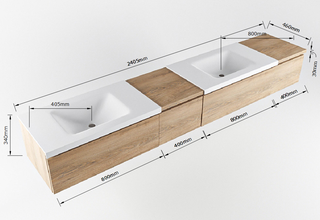 MONDIAZ BUKLA 240cm mueble de baño con módulo abierto 40 izquierda Dark Brown 3 cajones. Lavabo CLOUD duble sin orificios color Urban 7 MONDIAZ BUKLA 240cm mueble de baño con módulo abierto 40 izquierda Dark Brown 3 cajones. Lavabo CLOUD duble sin orificios color Urban - Imagen 7