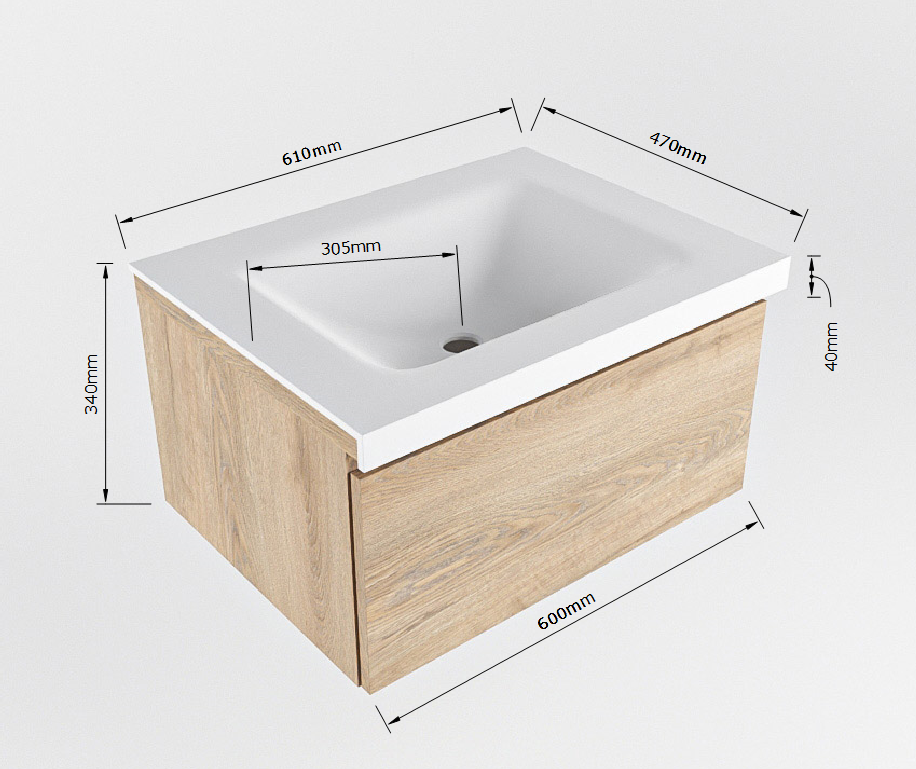 MONDIAZ BUKLA 60cm mueble de baño Dark Brown 1 cajón. Lavabo CLOUD centro sin orificios color Talc 7 MONDIAZ BUKLA 60cm mueble de baño Dark Brown 1 cajón. Lavabo CLOUD centro sin orificios color Talc - Imagen 7