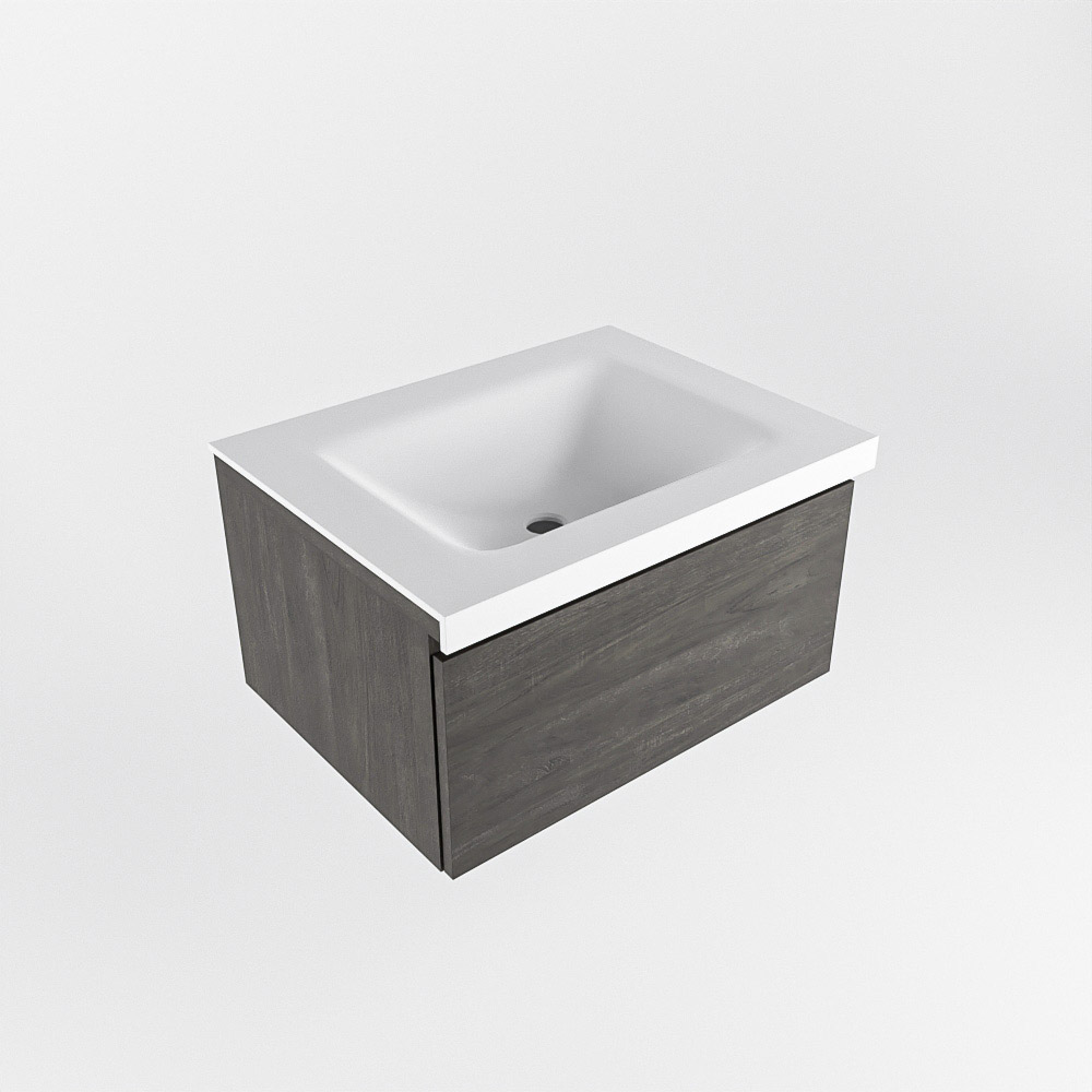 MONDIAZ BUKLA 60cm mueble de baño Dark Brown 1 cajón. Lavabo CLOUD centro sin orificios color Talc 5 MONDIAZ BUKLA 60cm mueble de baño Dark Brown 1 cajón. Lavabo CLOUD centro sin orificios color Talc - Imagen 5