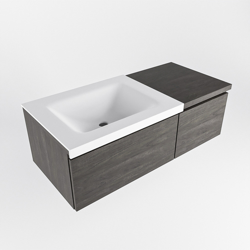 MONDIAZ BUKLA 100cm mueble de baño con módulo 40 Dark Brown 2 cajones. Lavabo CLOUD izquierda sin orificios color Talc 5 MONDIAZ BUKLA 100cm mueble de baño con módulo 40 Dark Brown 2 cajones. Lavabo CLOUD izquierda sin orificios color Talc - Imagen 5