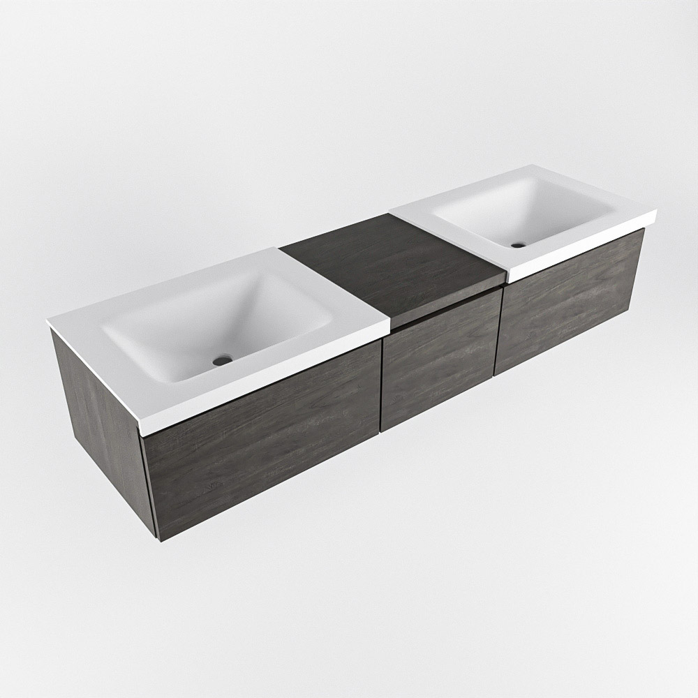 MONDIAZ BUKLA 160cm mueble de baño con módulo 40 Dark Brown 3 cajones. Lavabo CLOUD duble sin orificios color Talc 5 MONDIAZ BUKLA 160cm mueble de baño con módulo 40 Dark Brown 3 cajones. Lavabo CLOUD duble sin orificios color Talc - Imagen 5