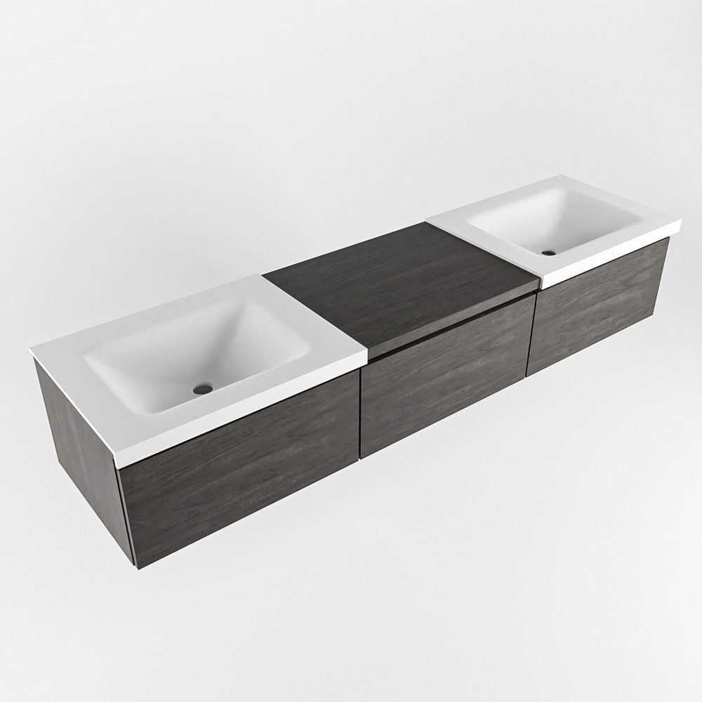 MONDIAZ BUKLA 180cm mueble de baño con módulo 60 Dark Brown 3 cajones. Lavabo CLOUD duble 1 orificio color Talc 5 MONDIAZ BUKLA 180cm mueble de baño con módulo 60 Dark Brown 3 cajones. Lavabo CLOUD duble 1 orificio color Talc - Imagen 5