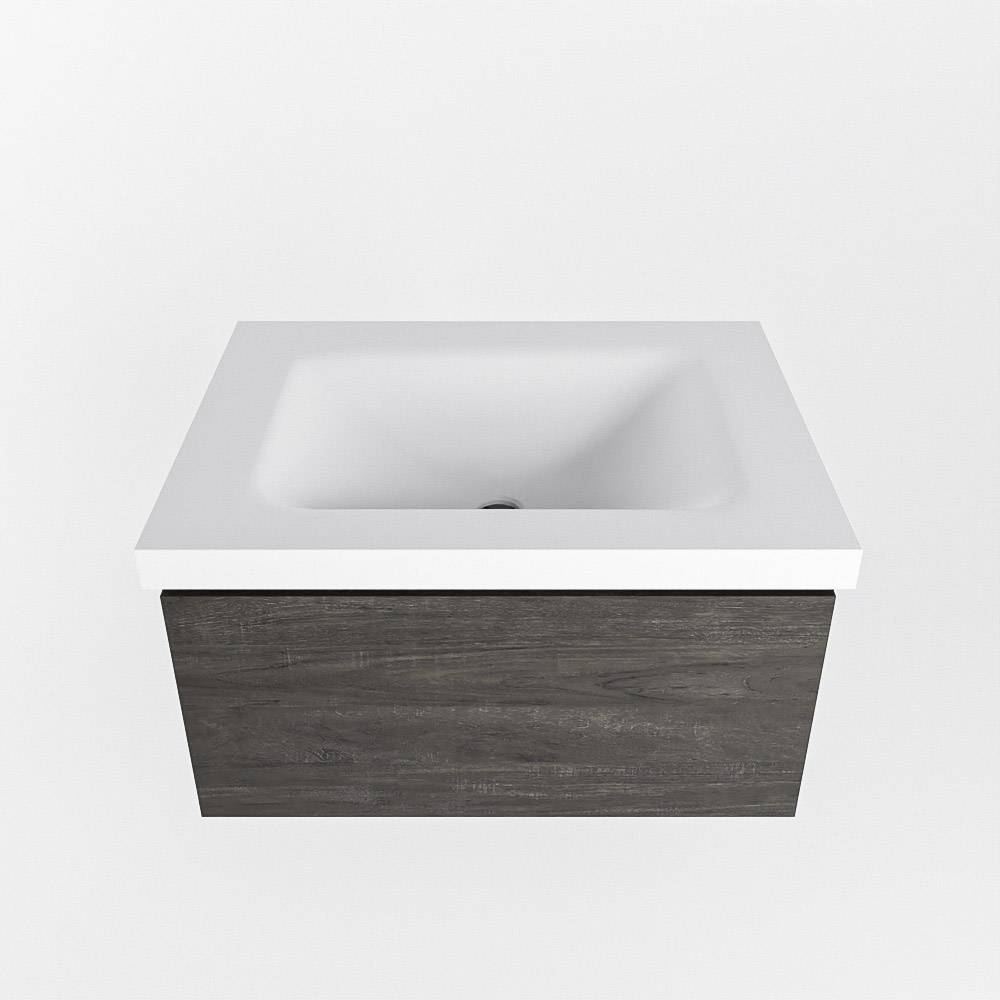 MONDIAZ BUKLA 60cm mueble de baño Dark Brown 1 cajón. Lavabo CLOUD centro sin orificios color Talc 6 MONDIAZ BUKLA 60cm mueble de baño Dark Brown 1 cajón. Lavabo CLOUD centro sin orificios color Talc - Imagen 6