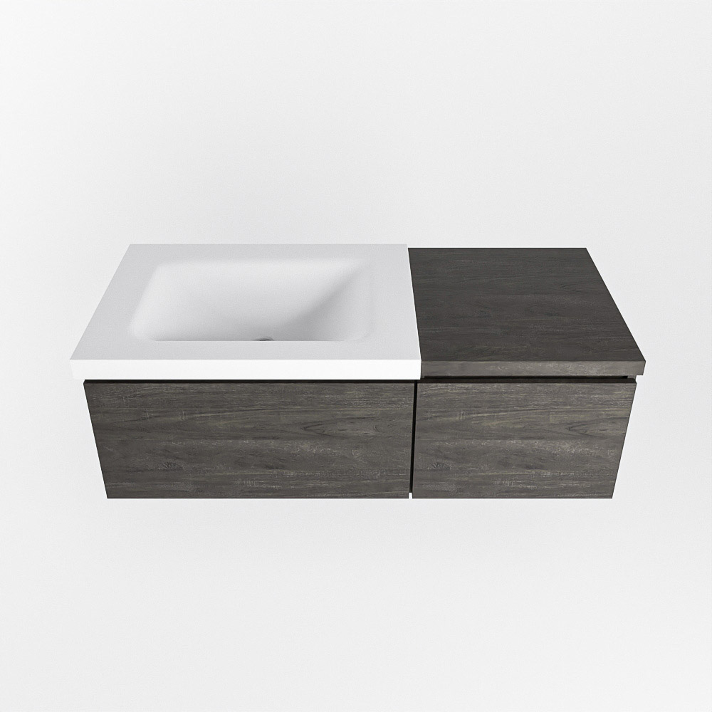 MONDIAZ BUKLA 100cm mueble de baño con módulo 40 Dark Brown 2 cajones. Lavabo CLOUD izquierda sin orificios color Talc 6 MONDIAZ BUKLA 100cm mueble de baño con módulo 40 Dark Brown 2 cajones. Lavabo CLOUD izquierda sin orificios color Talc - Imagen 6