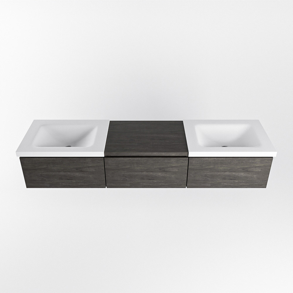 MONDIAZ BUKLA 180cm mueble de baño con módulo 60 Dark Brown 3 cajones. Lavabo CLOUD duble 1 orificio color Talc 6 MONDIAZ BUKLA 180cm mueble de baño con módulo 60 Dark Brown 3 cajones. Lavabo CLOUD duble 1 orificio color Talc - Imagen 6