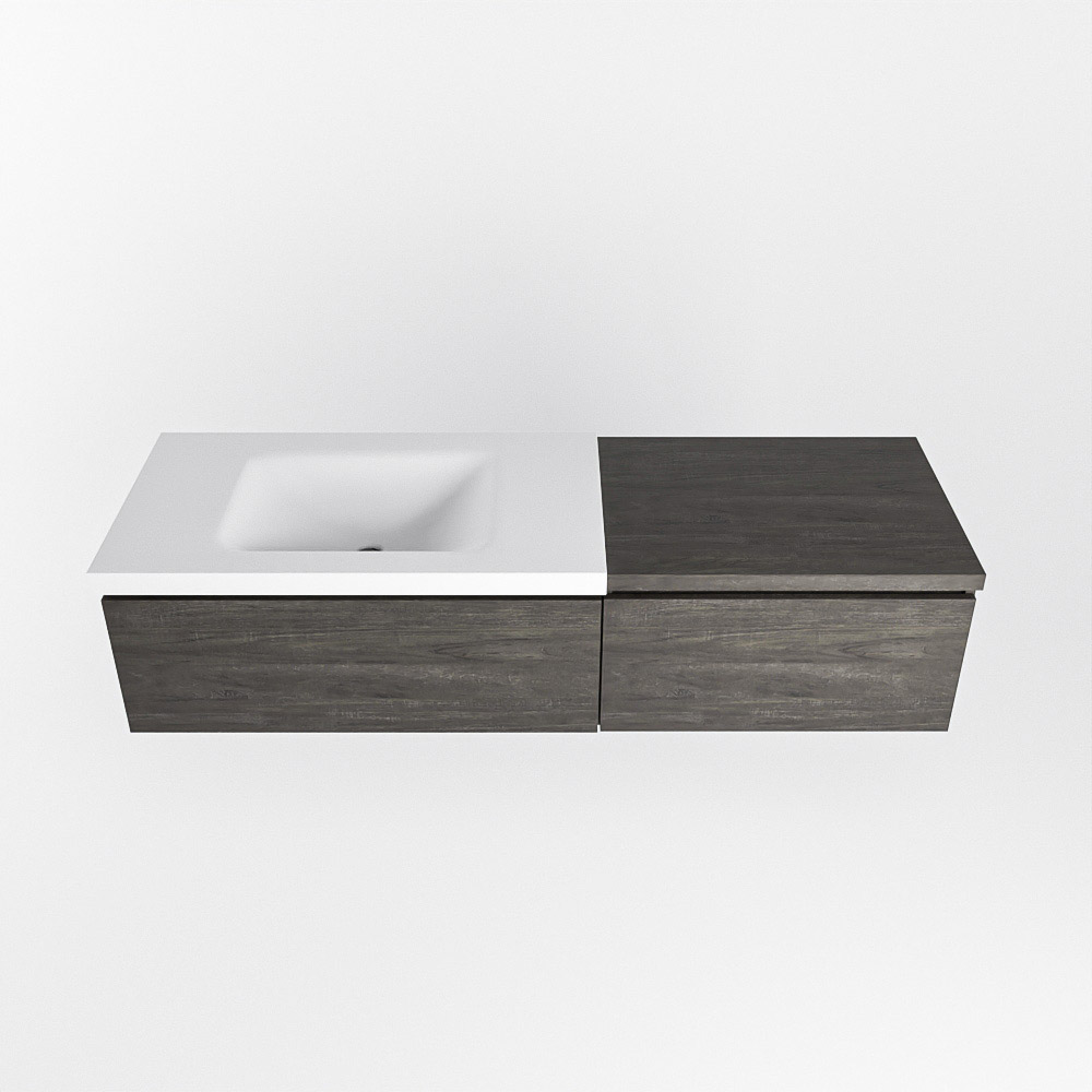 MONDIAZ BUKLA 140cm mueble de baño con módulo 60 Dark Brown 2 cajones. Lavabo CLOUD izquierda sin orificios color Talc 6 MONDIAZ BUKLA 140cm mueble de baño con módulo 60 Dark Brown 2 cajones. Lavabo CLOUD izquierda sin orificios color Talc - Imagen 6
