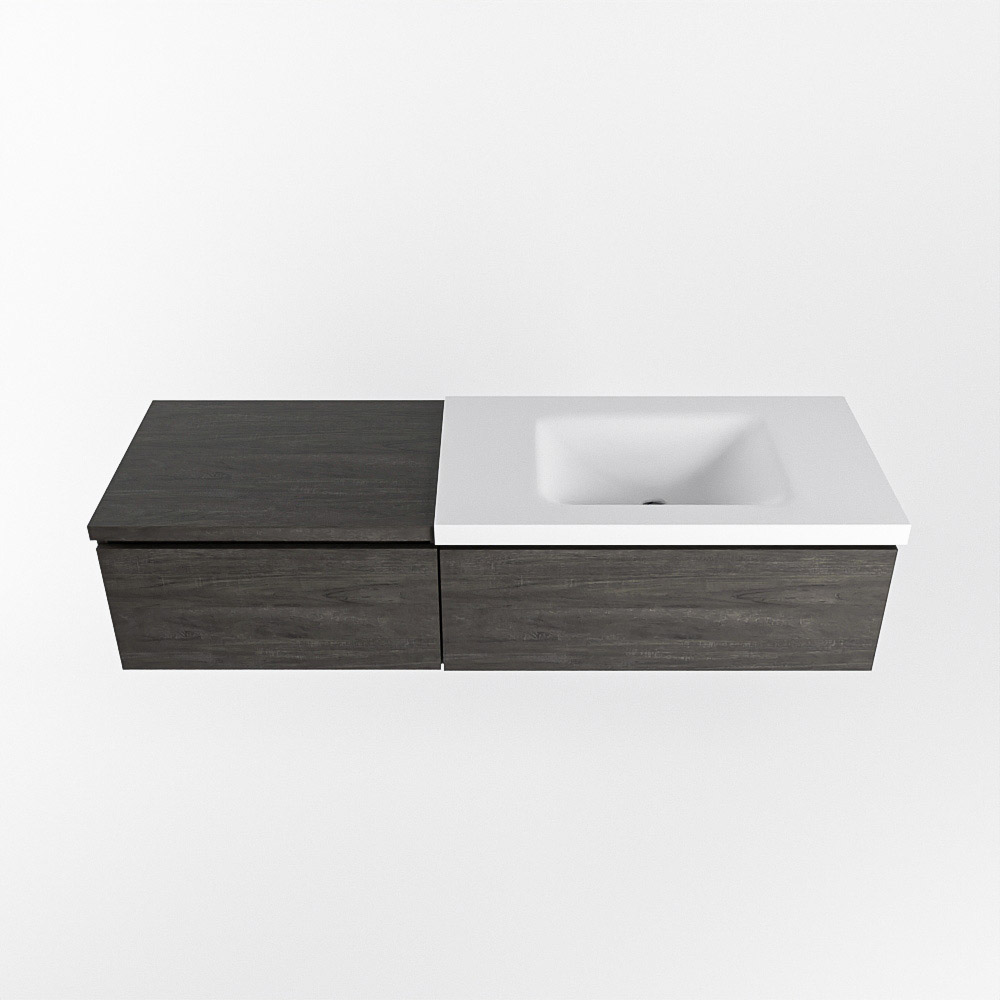 MONDIAZ BUKLA 140cm mueble de baño con módulo 60 Dark Brown 2 cajones. Lavabo CLOUD derecho sin orificios color Talc 6 MONDIAZ BUKLA 140cm mueble de baño con módulo 60 Dark Brown 2 cajones. Lavabo CLOUD derecho sin orificios color Talc - Imagen 6