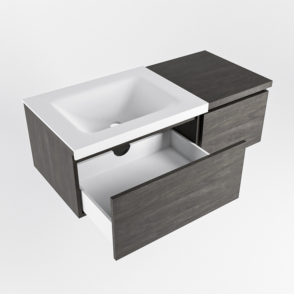MONDIAZ BUKLA 100cm mueble de baño con módulo 40 Dark Brown 2 cajones. Lavabo CLOUD izquierda sin orificios color Talc 4 MONDIAZ BUKLA 100cm mueble de baño con módulo 40 Dark Brown 2 cajones. Lavabo CLOUD izquierda sin orificios color Talc - Imagen 4