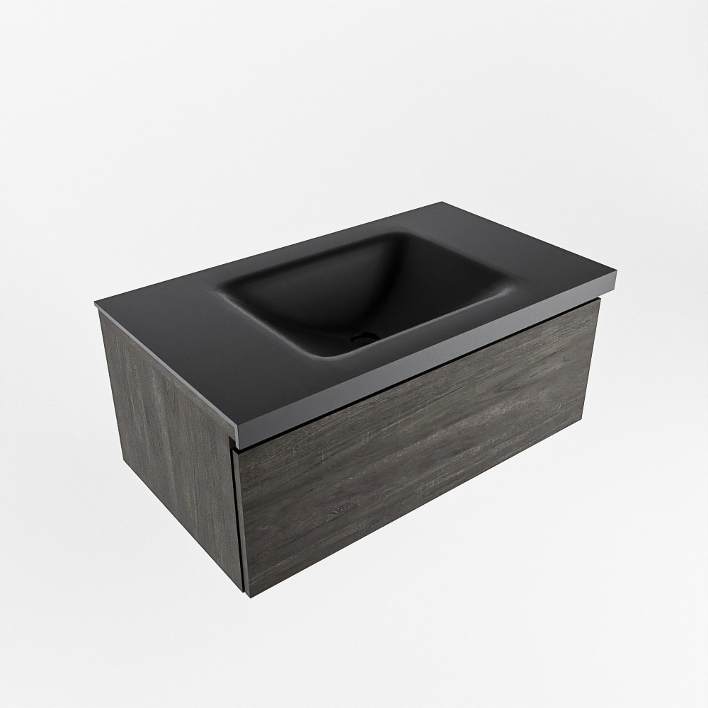MONDIAZ BUKLA 80cm mueble de baño Dark Brown 1 cajón. Lavabo CLOUD centro sin orificios color Urban 5 MONDIAZ BUKLA 80cm mueble de baño Dark Brown 1 cajón. Lavabo CLOUD centro sin orificios color Urban - Imagen 5