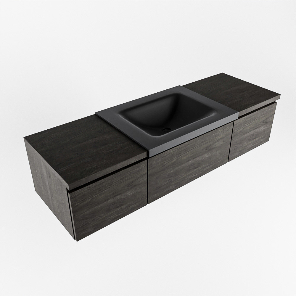 MONDIAZ BUKLA 140cm mueble de baño con módulo 40 Dark Brown 3 cajones. Lavabo CLOUD centro sin orificios color Urban 5 MONDIAZ BUKLA 140cm mueble de baño con módulo 40 Dark Brown 3 cajones. Lavabo CLOUD centro sin orificios color Urban - Imagen 5