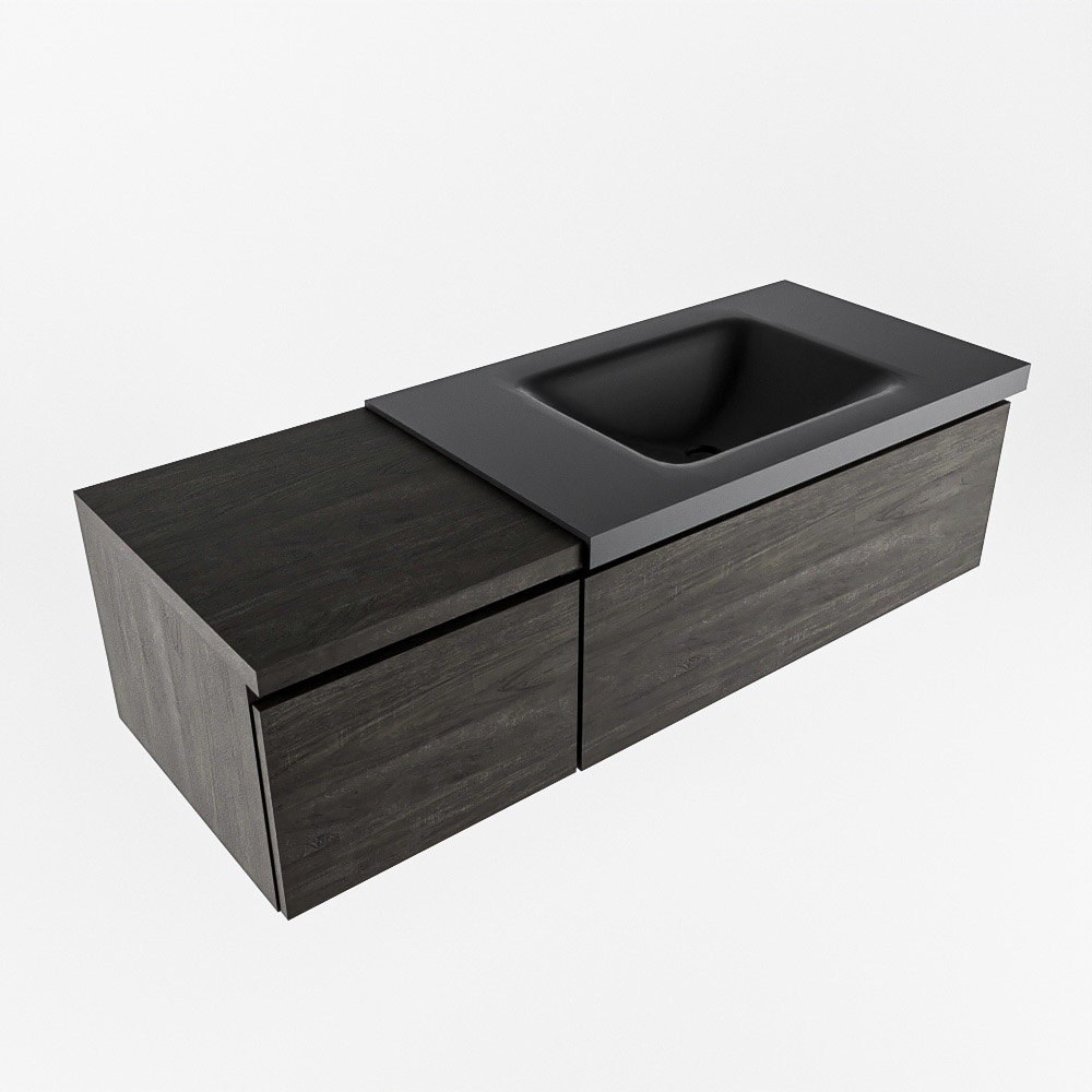 MONDIAZ BUKLA 120cm mueble de baño con módulo 40 Dark Brown 2 cajones. Lavabo CLOUD derecho 1 orificio color Urban 5 MONDIAZ BUKLA 120cm mueble de baño con módulo 40 Dark Brown 2 cajones. Lavabo CLOUD derecho 1 orificio color Urban - Imagen 5