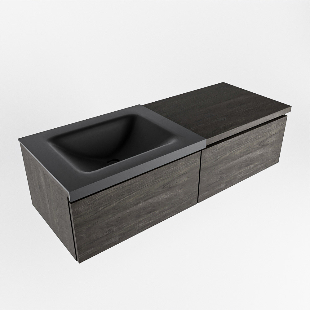 MONDIAZ BUKLA 120cm mueble de baño con módulo 60 Dark Brown 2 cajones. Lavabo CLOUD izquierda sin orificios color Urban 5 MONDIAZ BUKLA 120cm mueble de baño con módulo 60 Dark Brown 2 cajones. Lavabo CLOUD izquierda sin orificios color Urban - Imagen 5