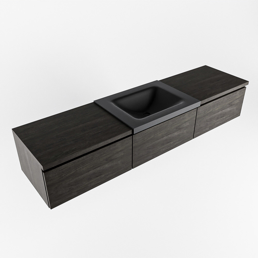 MONDIAZ BUKLA 180cm mueble de baño con módulo 60 Dark Brown 3 cajones. Lavabo CLOUD centro 1 orificio color Urban 5 MONDIAZ BUKLA 180cm mueble de baño con módulo 60 Dark Brown 3 cajones. Lavabo CLOUD centro 1 orificio color Urban - Imagen 5