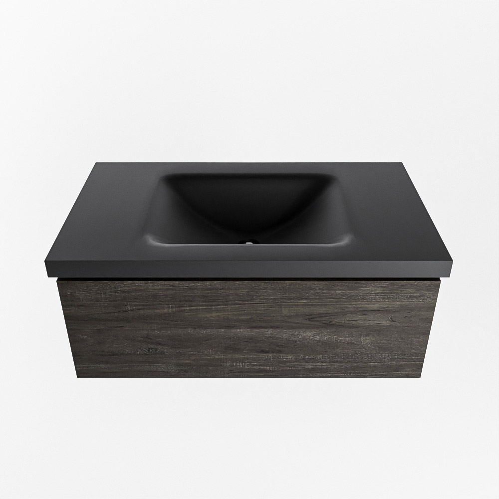 MONDIAZ BUKLA 80cm mueble de baño Dark Brown 1 cajón. Lavabo CLOUD centro sin orificios color Urban 6 MONDIAZ BUKLA 80cm mueble de baño Dark Brown 1 cajón. Lavabo CLOUD centro sin orificios color Urban - Imagen 6