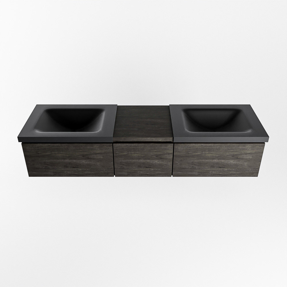 MONDIAZ BUKLA 160cm mueble de baño con módulo 40 Dark Brown 3 cajones. Lavabo CLOUD duble sin orificios color Urban 6 MONDIAZ BUKLA 160cm mueble de baño con módulo 40 Dark Brown 3 cajones. Lavabo CLOUD duble sin orificios color Urban - Imagen 6
